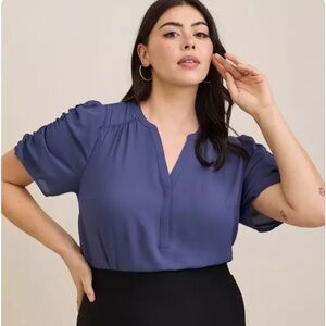 Torrid Harper Georgette Ruched Short Sleeve Blouse size 0 Large